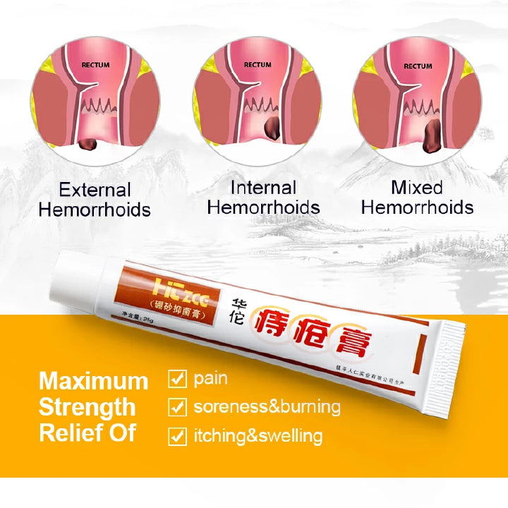 Huatuo Hemorrhoids Dictamni Chinese Ointment Natural Plant Extract Sterilize Cream For Internal Hemorrhoids Piles Fissure Effective Relief Body Care