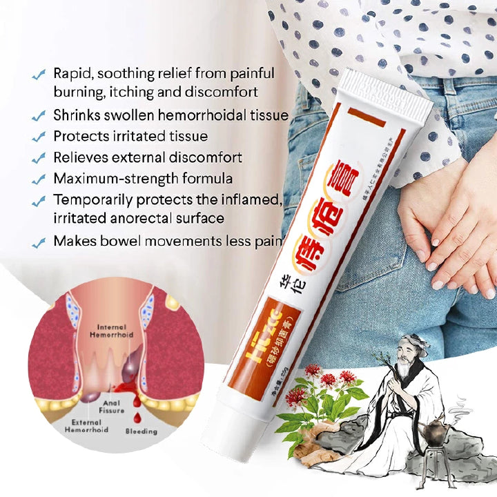 Huatuo Hemorrhoids Dictamni Chinese Ointment Natural Plant Extract Sterilize Cream For Internal Hemorrhoids Piles Fissure Effective Relief Body Care