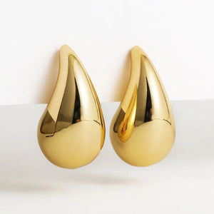 Chunky Gold Hoop Earrings 18k Gold Plated Teardrop Earrings