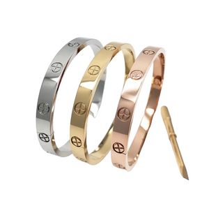 Gold-Plated Stainless Steel Love Bangle Screwdriver Bracelet Friendship for Women Men