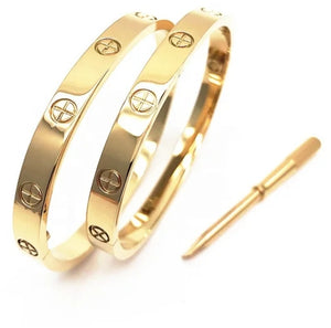 Gold-Plated Stainless Steel Love Bangle Screwdriver Bracelet Friendship for Women Men