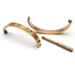 Gold-Plated Stainless Steel Love Bangle Screwdriver Bracelet Friendship for Women Men