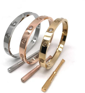 Gold-Plated Stainless Steel Love Bangle Screwdriver Bracelet Friendship for Women Men