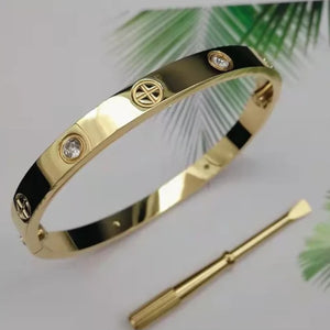 Gold-Plated Stainless Steel Love Bangle Screwdriver Bracelet Friendship for Women Men