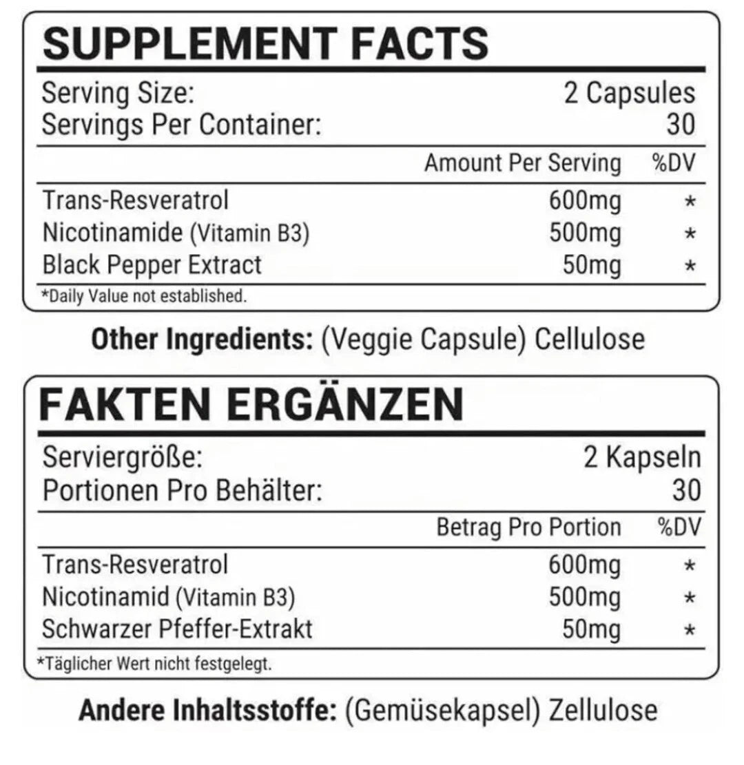 NMN + Resveratrol Capsules – Antioxidant & Energy Support Supplement with Black Pepper (60 Count) (Copy)