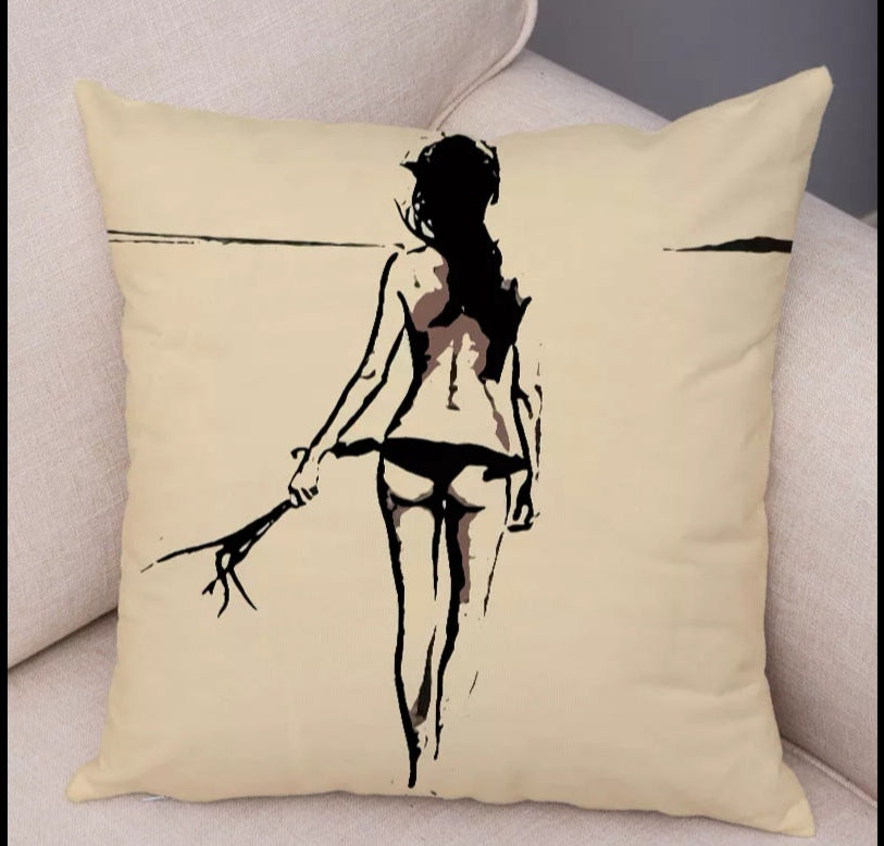 Luxury Plush Cartoon Sexy Lady Cushion Cover