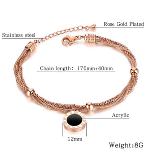 Rose Gold Bracelet Titanium Roman Numeral 18K Rose Gold Plated Charm Bracelet