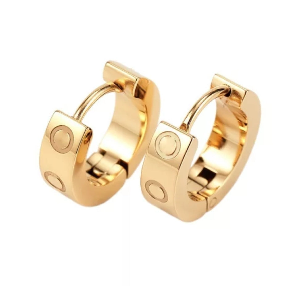 STAINLESS STEEL 18K GOLD PLATED LOVE MATCHING BRACELET EARRINGS