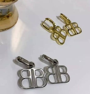 DOUBLE B BB SILVER AND GOLD PLATED EARRINGS