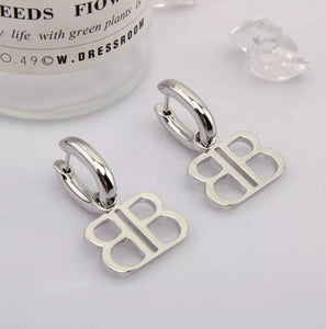 DOUBLE B BB SILVER AND GOLD PLATED EARRINGS