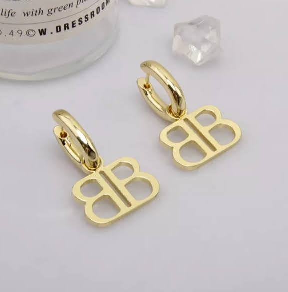 DOUBLE B BB SILVER AND GOLD PLATED EARRINGS