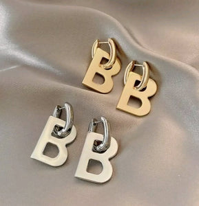 DOUBLE B BB SILVER AND GOLD PLATED EARRINGS