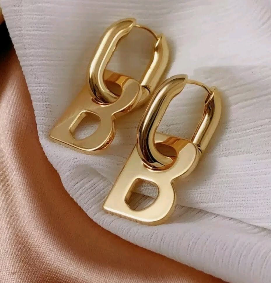 DOUBLE B BB SILVER AND GOLD PLATED EARRINGS