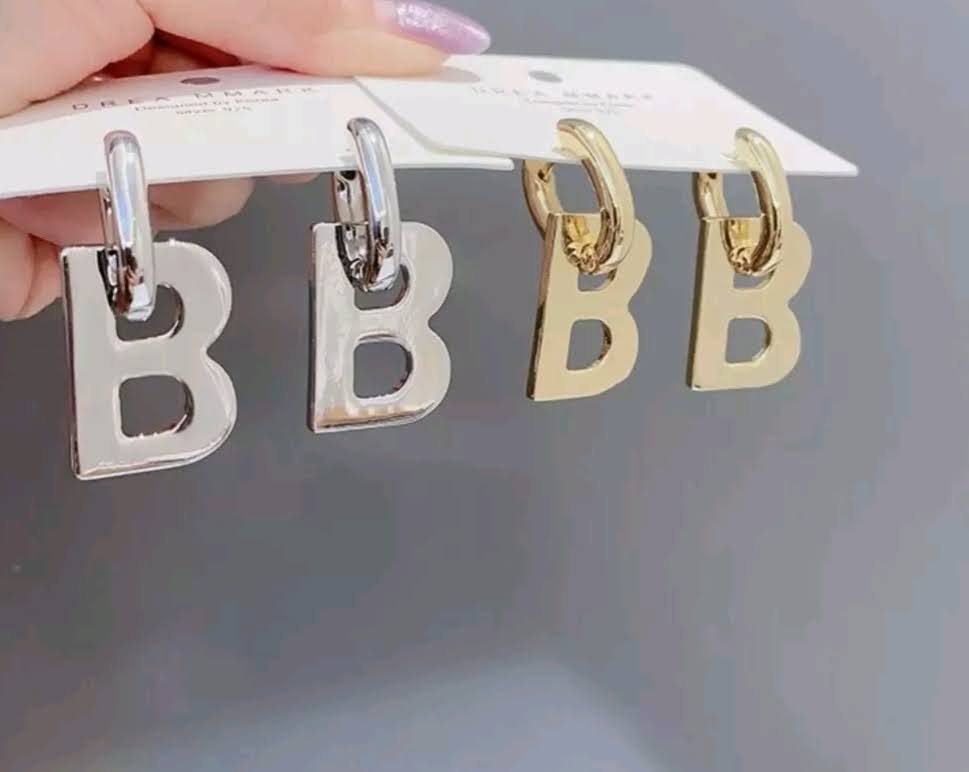 DOUBLE B BB SILVER AND GOLD PLATED EARRINGS