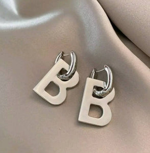 DOUBLE B BB SILVER AND GOLD PLATED EARRINGS