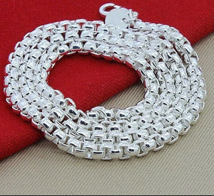 925 Sterling Silver 5mm Round Box Chain 18 20 24 Inch Necklace Men Women